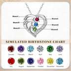 Personalized Name Mothers Necklace with 2-6 Birthstones 925 Sterling Silver Necklace for Women Mothers Day Christmas Gift for Mom Wife Grandma