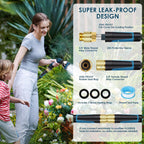 Non-Expandable Garden Hose 100 Ft, Lightweight Hose With 10 Function Spray Nozzle, Kink-Free Flexible Water Hose, Durable, Leak-Proof, 360° Swivel Connectors, Portable Storage Strap