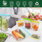 Splf 12 Pack Reusable Gallon Freezer Bags Dishwasher Microwave Safe, 1 Gallon Bpa Free Leakproof Food Storage Bags, Silicone Free Containers For Meal Prep, Fridge Kitchen Organization