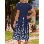 Hotouch Women'S Summer A-Line Midi Dresses 2026 Casual Floral Short Sleeve T-Shirt Dress Flowy Beach Sundress With Pockets