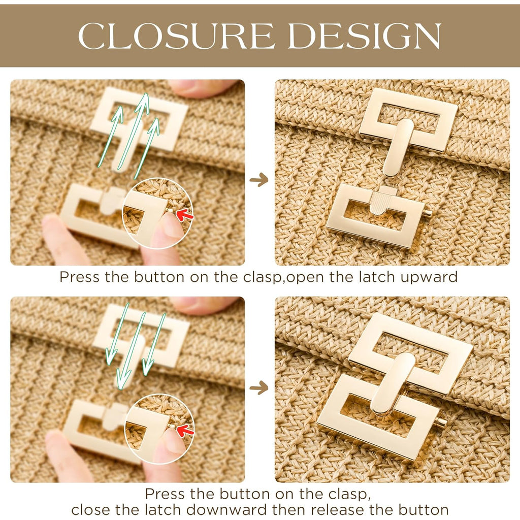 SWEETV CHUNLI Straw Purse Woven Beach Bag Summer Clutch Purse Boho Crossbody Bags for Women Small Raffia Shoulder Bag