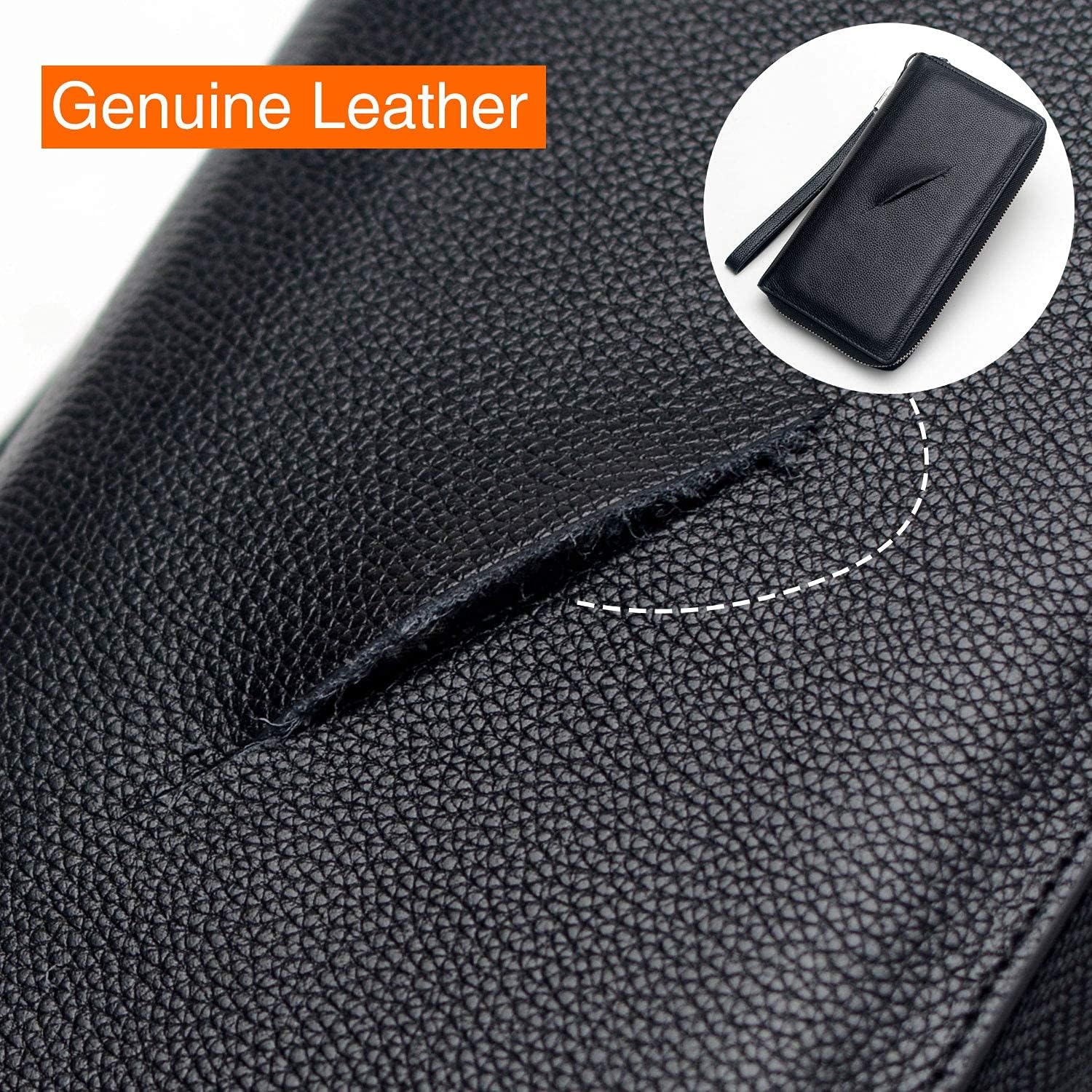 Bveyzi Women RFID Blocking Wallet Leather Zip Around Phone Clutch Large Capacity Ladies Travel Purse Wristlet | RFID Blocking, Zip Around, Large Capacity