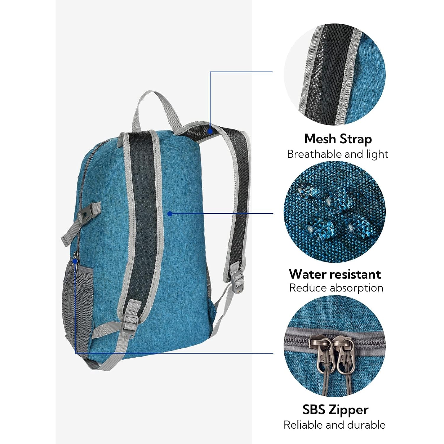 Waterfly Small Lightweight Packable Backpack: 20L Hiking Daypack Man Woman | 20L,Recycled Nylon Material,Multi-Compartment Storage,Water-Resistant,Everyday Carry,Ultra Light Foldable Travel Day Pack