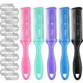 Boao 5 Pieces Dual-Sided Cutting Scissors, 20 Razors, And Thinning Comb With Double Edge For Precise Slim Haircuts (5 Colors)