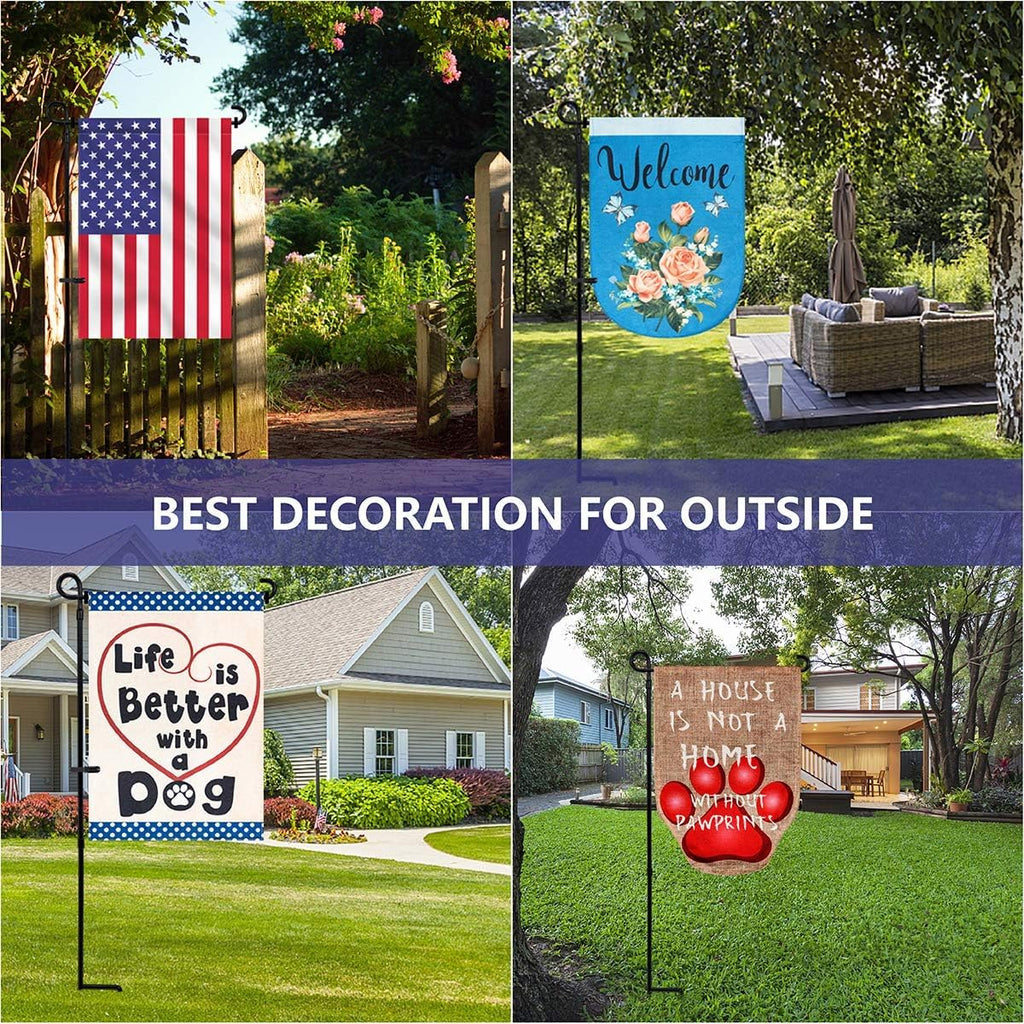 Garden Flag Holder Stand, Premium Yard Flag Holder Weather-Proof Metal Powder-Coated Flagpole With Clip And Stopper For Christmas Garden Flag, Outdoor Garden Decor Decoration