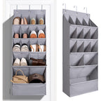 1 Pack Over-The-Door-Shoe-Organizers,Hanging Organizers With Large Pocket Shoe Holder Hanging Shoe Rack For Closet Shoe Organizer For Wall, Over Door Organizer With 15 Pockets Gray