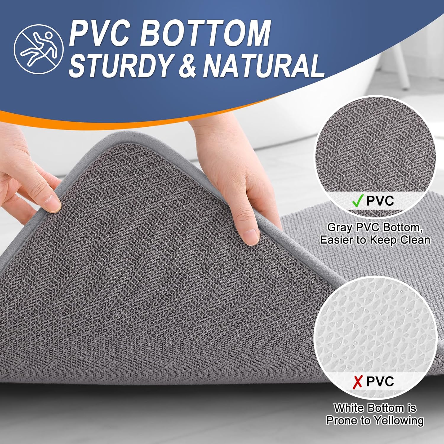 OLANLY Thick Memory Foam Bath Mat Rug 30x20, Extra Soft Absorbent Bathroom Rugs, Quick Dry Bath Mats, Non-Slip, Machine Washable Carpet for Bathroom, Tub and Shower, Home Decor Accessories, Grey