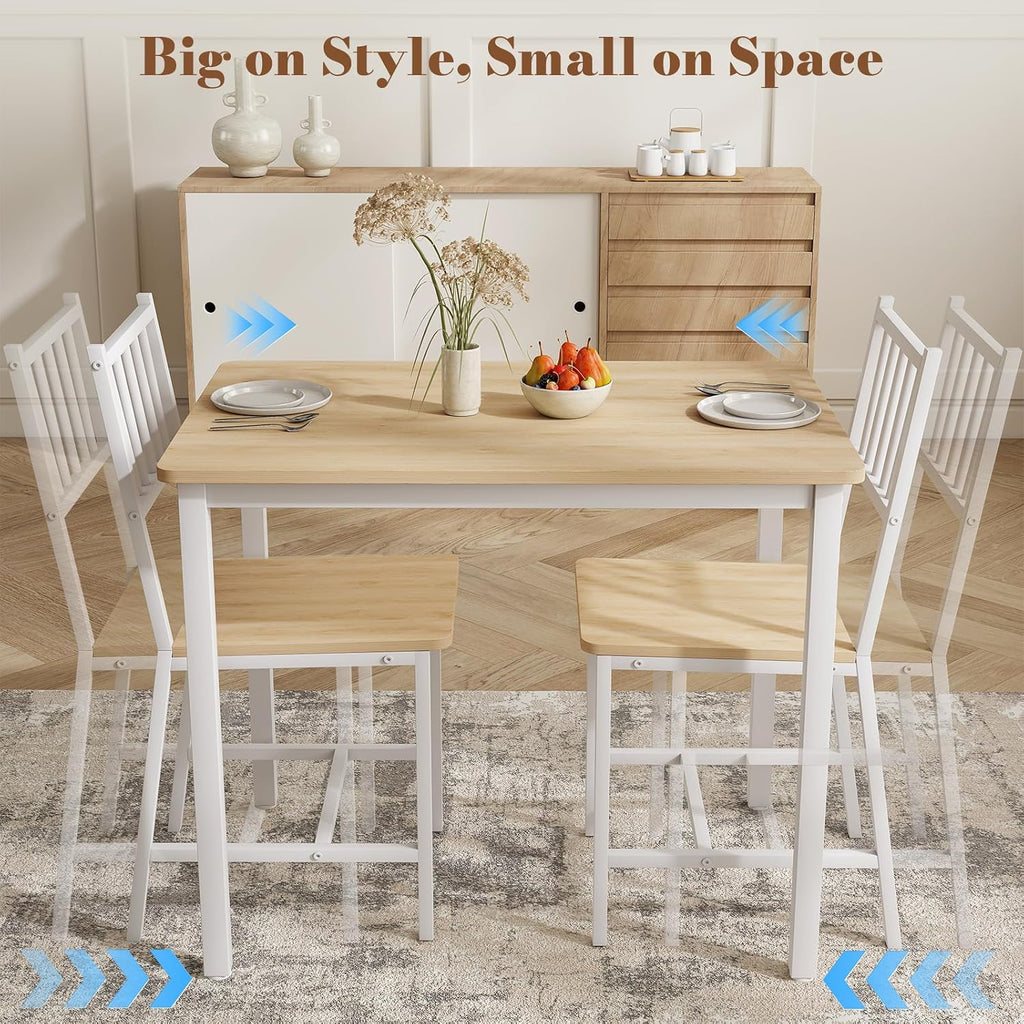 Small Space 3 Piece Dining Table Set For 2, Compact Kitchen Table Set With 2 Chairs & Adjustable Feet, Modern Breakfast Nook Furniture For Apartment, Dorm, Or Home, White
