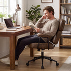 Olixis Ergonomic Home Office Desk Chair, Pu Leather Computer Chair With Lumbar Support Adjustable Height Rolling Swivel Executive Task Armrests, Modern Brown