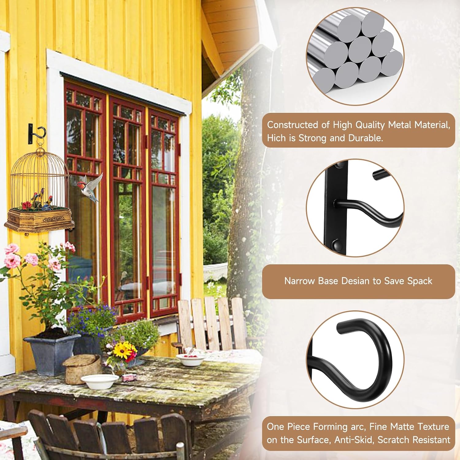 2Pack 2.5Inch Ceiling Hooks For Hanging Plant, Hanger For Indoor And Outdoor Plant Pots Holder, Wall Hook For Planters, Flower Basket, Wind Chimes, Lanterns, Lights, Bird Feeders, Home Decor