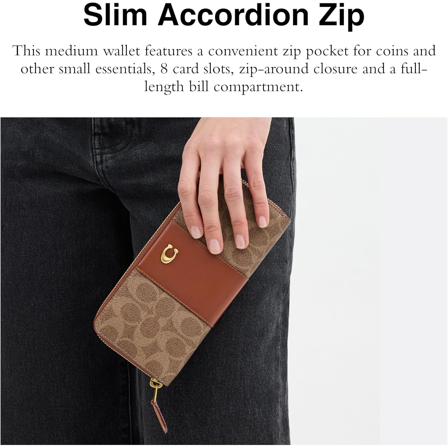 Coach womens Slim Accordion Zip