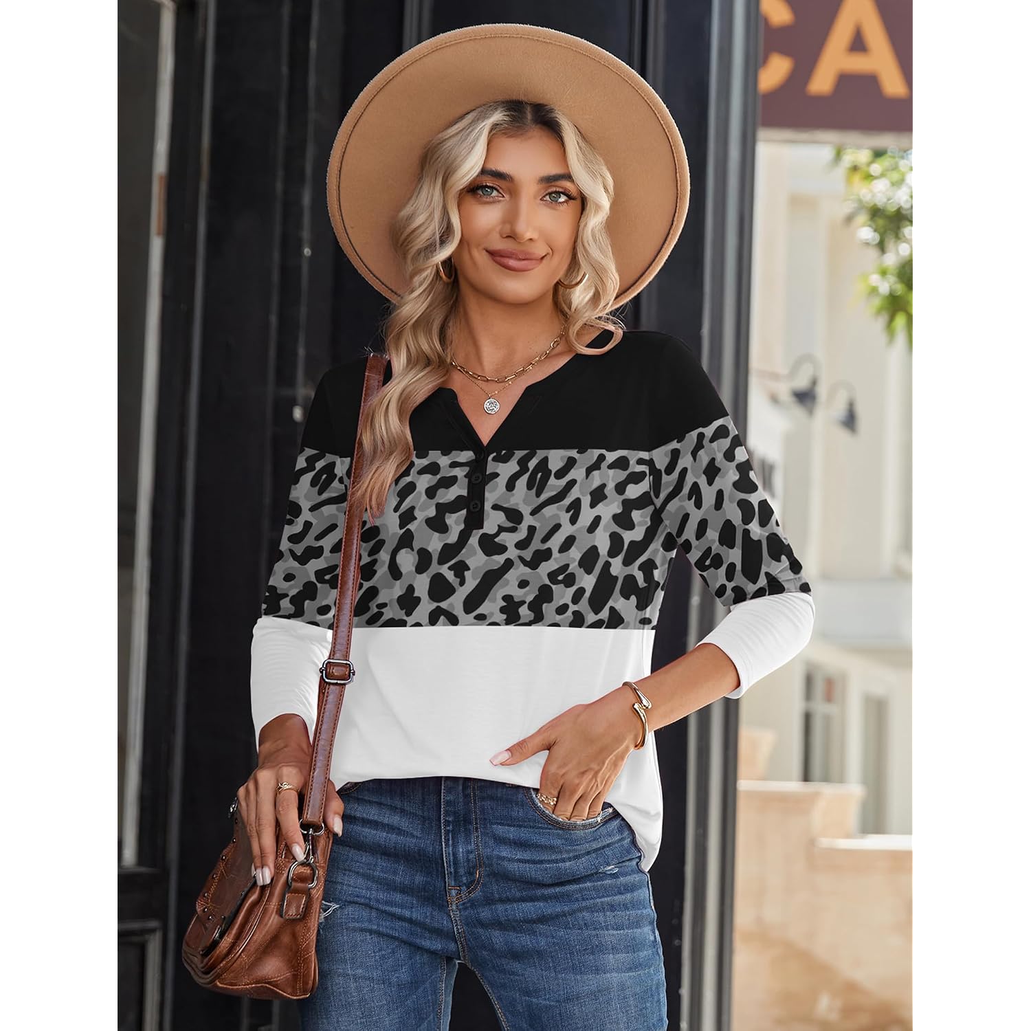Zeagoo Long Sleeve Shirts For Women Casual V Neck Fall Tops Dressy Summer Work Blouses Clothes