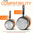 Utopia Kitchen Nonstick Saucepan Set, Cooking Pots with Lids, 1 Quart and 2 Quarts Multipurpose Kitchen Small Pots for Cooking Nonstick With Lids, 1 qt & 2 qt Set, Grey & Black