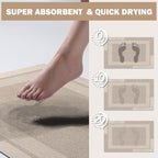 YDKGL Non Slip Bath Mat, Rubber Backing Ultra Thin Bathroom Rugs Fit Under Door Quick Dry Super Absorbent Washable Bath Rug Shower Mat for Bathroom Floor Bathtub Shower Sink, Easy Care Beige 16"x 24"