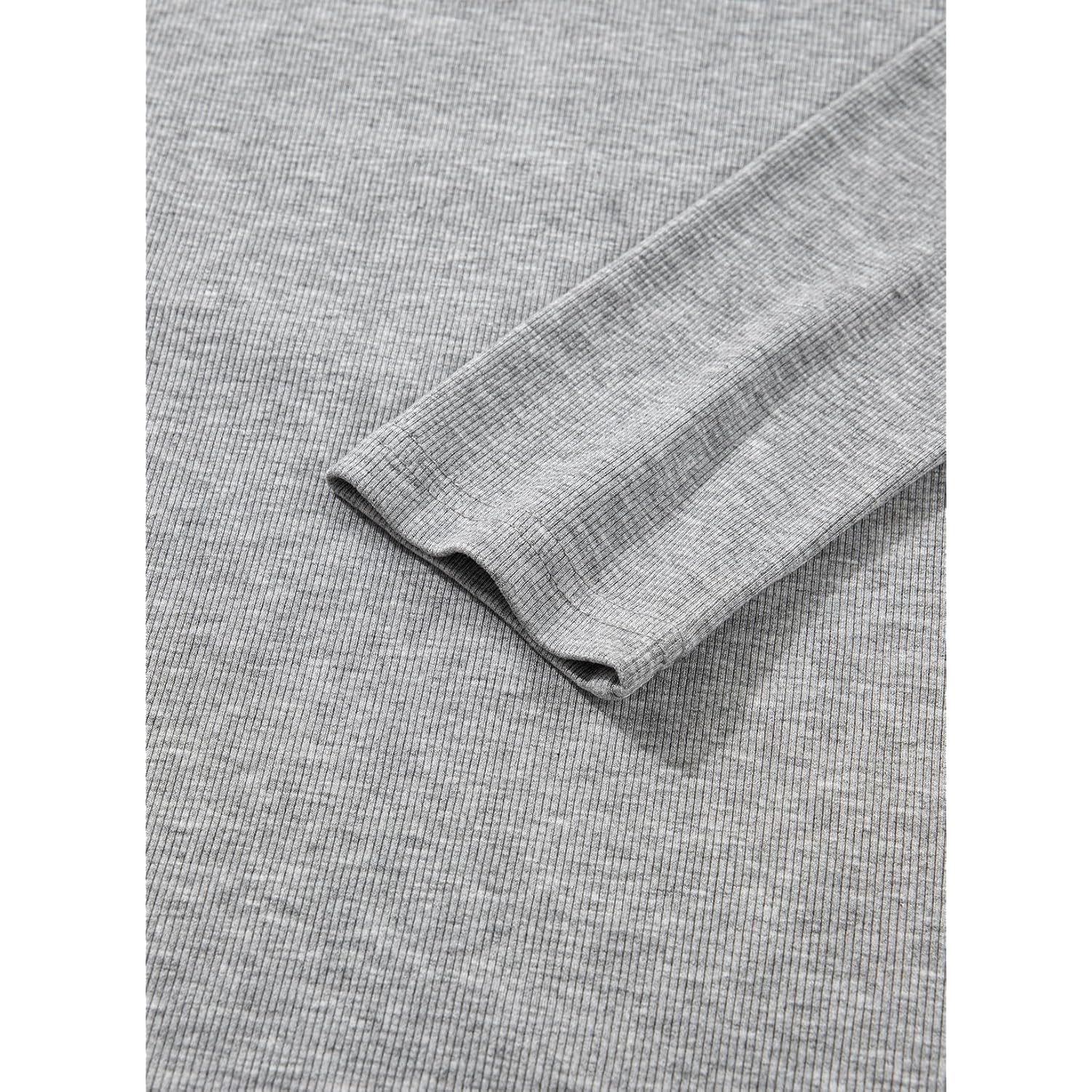 Sidefeel Womens Tops Casual Crewneck Long Sleeve Tops Ribbed Raw Hem Spring T Shirts Slim Fit Basic Tees Blouses