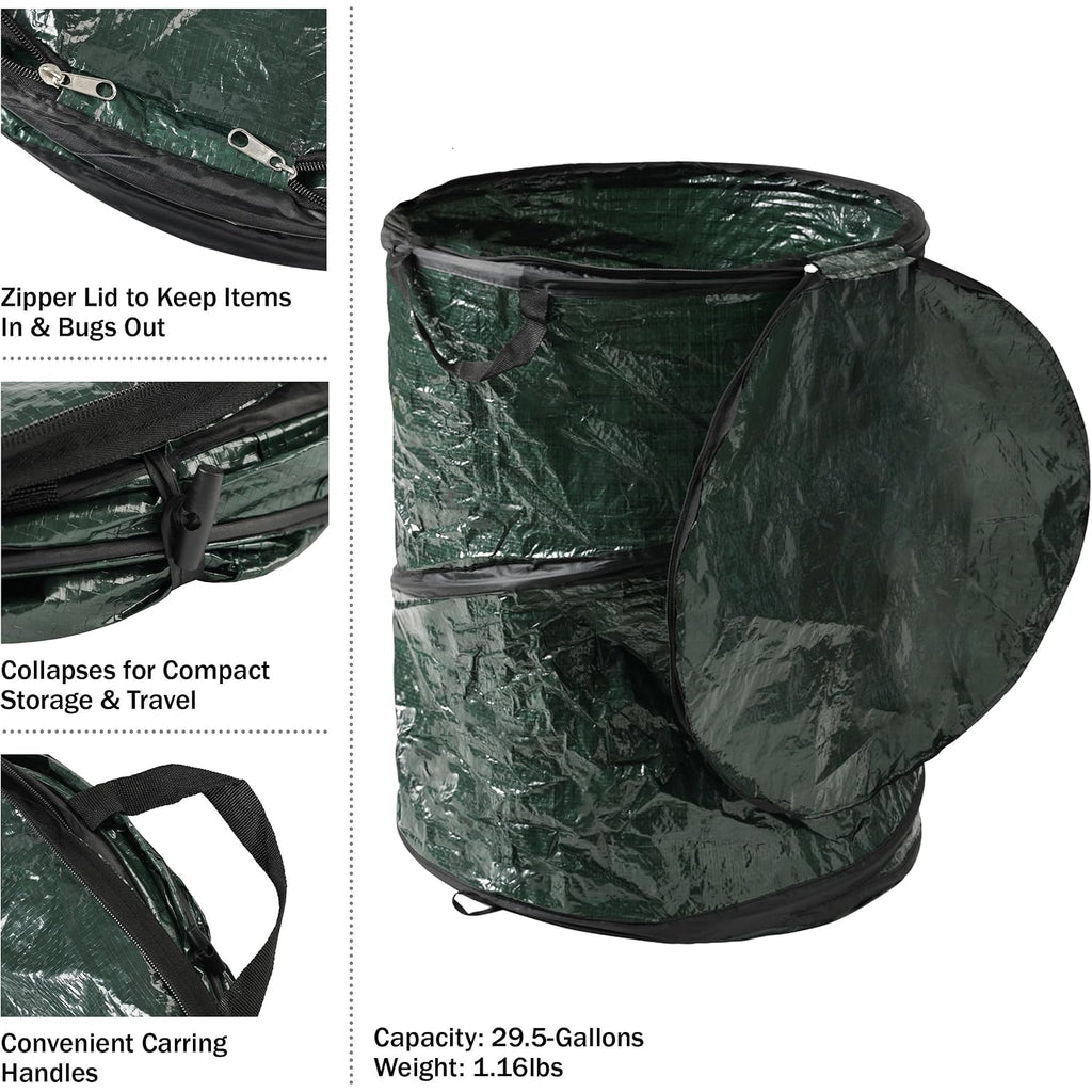 29.5-Gallon Pop Up Outdoor Garbage Can - Collapsible Trash Can For Parties, Yard Waste, Or Laundry - Camping Accessories By Wakeman