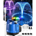 2-In-1 Pool Cover Pump With Fountain Lights, Submersible Water Pump Swimming Water Removal Pumps, Pond Pump And Fountain Pump Kit, Sump Pumps For Pool Draining, Auto Water Sensor, 16Ft Hose-Deep Blue