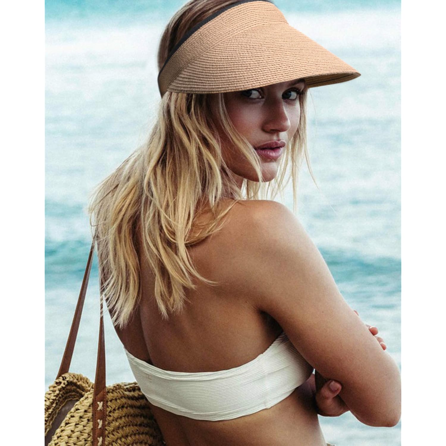 FURTALK Womens Sun Visor Hat Straw Sun Visors for Women Summer Packable Ponytail Beach Hats for Women Travel UPF 80+