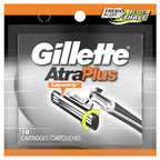 Gillette AltraPlus Mens Razor Blade Refills, 10 Count, Lubra-Soft Strip for Smoothness and Comfort