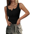 Prettygarden Womens 2026 Summer Tank Tops Ribbed Knit Slim Fit Sleeveless Henley Shirts Casual Basic Button Up Blouse