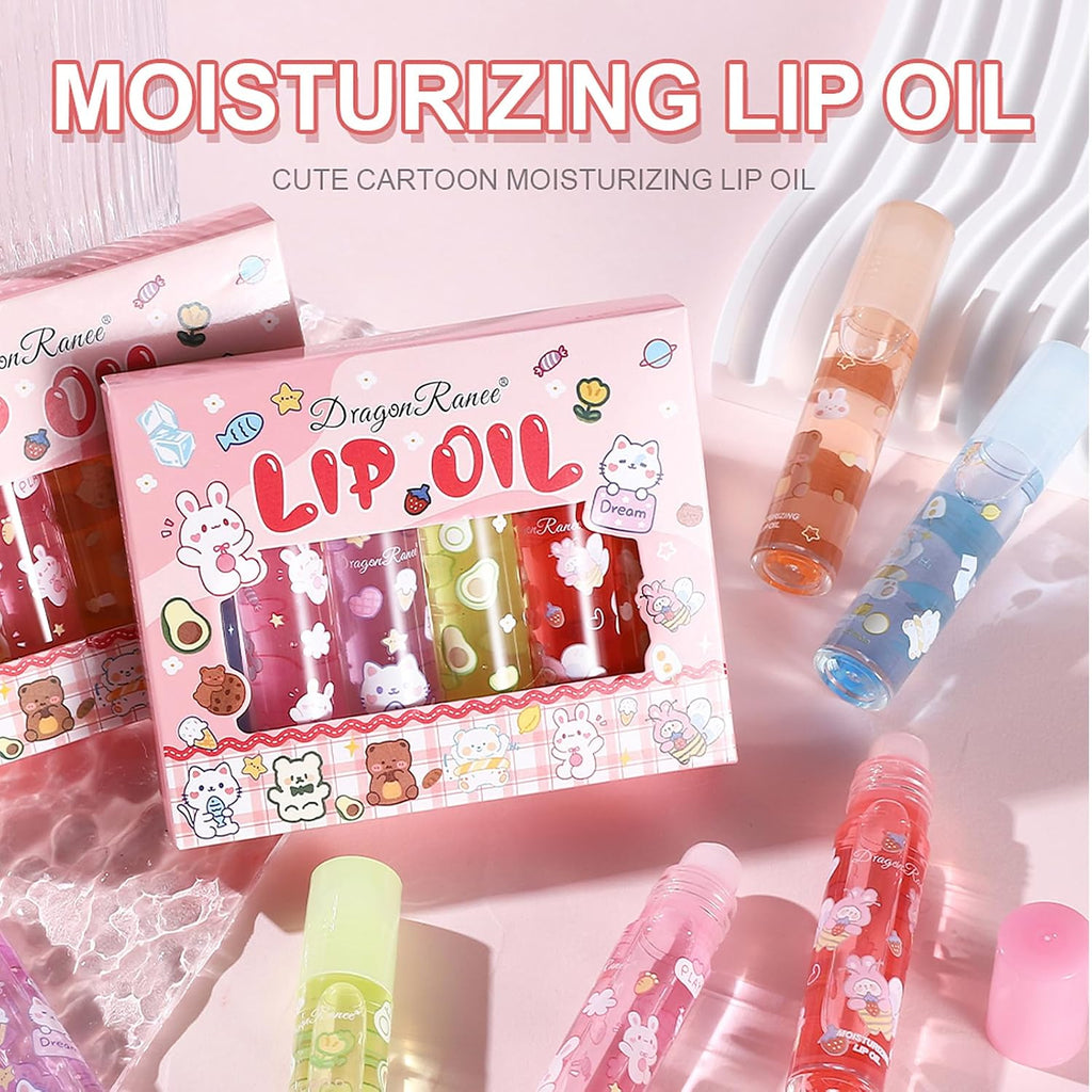 6Pcs Roll On Lip Gloss Set, Fruit Flavored Lip Gloss Set Glossy Lip Make-Up For Women Non Toxic, Party Gift, Best Friends