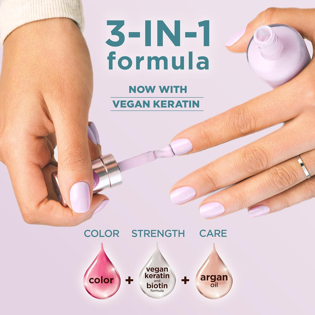Sally Hansen Color Therapy Scented Nail Polish | Biotin, Argan Oil, Long Lasting, Healthy Nails, Nail Strengthener, Opaque | 383 Air of Calm, Lavender Bliss | Light Purple Nail Color
