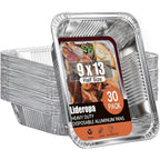 9x13 Aluminum Pans (30 Pack) – Disposable Half Size Aluminum Foil Pans for Cooking, Baking, Meal Prep, Parties & Food Storage