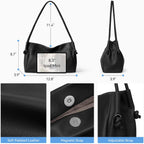Bostanten Shoulder Bag For Women Pebbled Vegan Leather Purses Soft Hobo Handbag Supple Bag For Travel Work