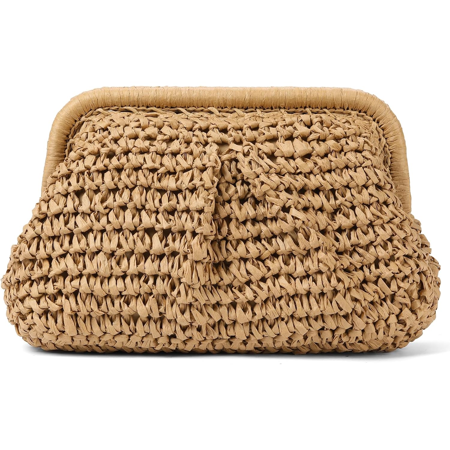 Rniega Straw Clutch Purses For Women Cloud Dumpling Pouch Straw Crossbody Handbag Summer Beach Woven Shoulder Bags