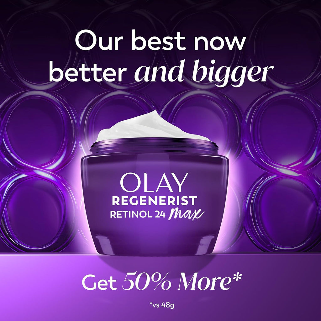 Olay Retinol Night Cream For Women, Max, Anti-Aging Face Mousturizer, Fragrance-Free, Non Greasy - Anti-Wrinkle, Smooth Fine Lines, Hydrating Skin Care - Triple Collagen Cream, Niacinamide, 1.7Oz