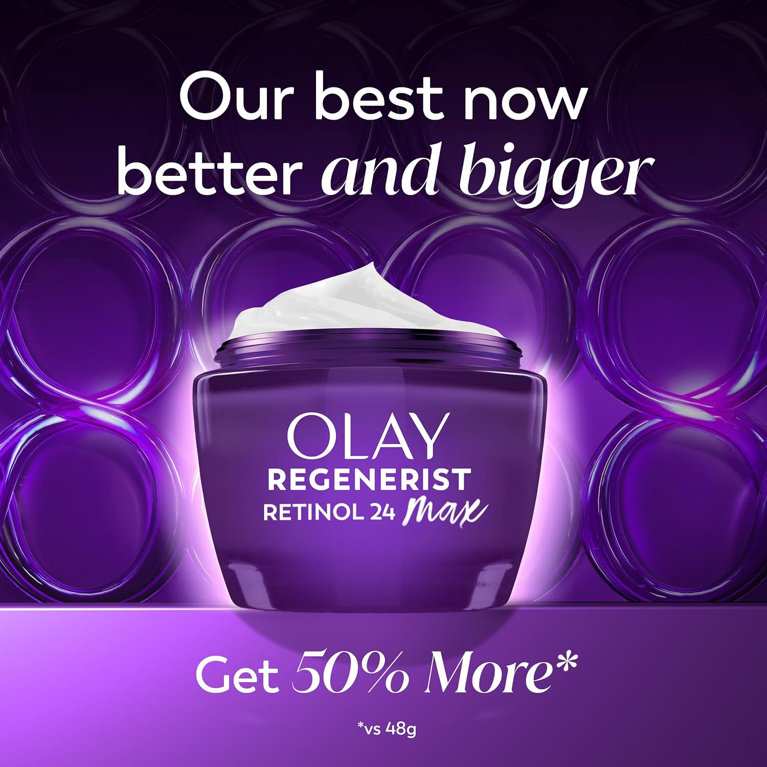 Olay Retinol Night Cream For Women, Max, Anti-Aging Face Mousturizer, Fragrance-Free, Non Greasy - Anti-Wrinkle, Smooth Fine Lines, Hydrating Skin Care - Triple Collagen Cream, Niacinamide, 1.7Oz