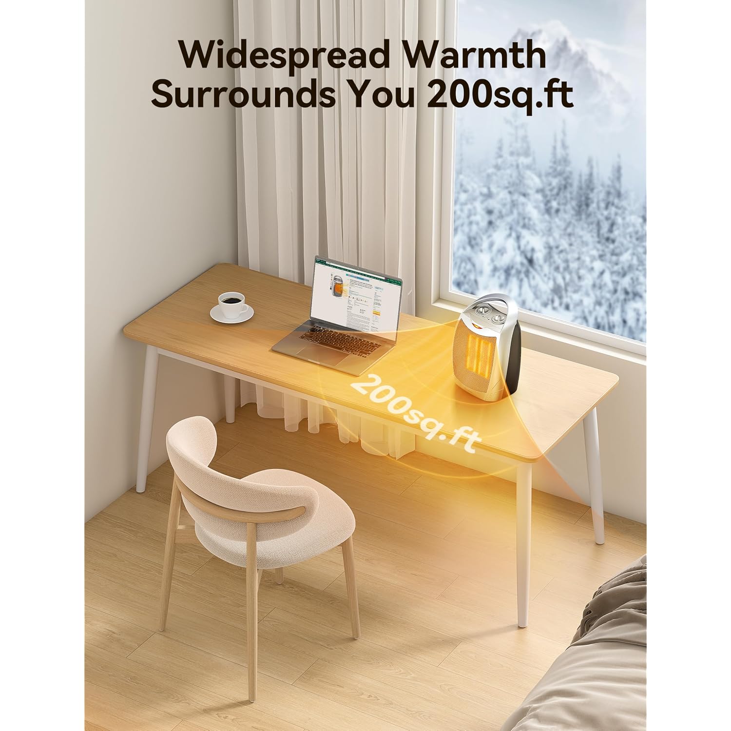 Givebest Portable Electric Space Heater With Thermostat, 1500W/750W Safe And Quiet Ceramic Heater Fan, Heat Up 200 Square Feet For Office Room Desk Indoor Use, Silver