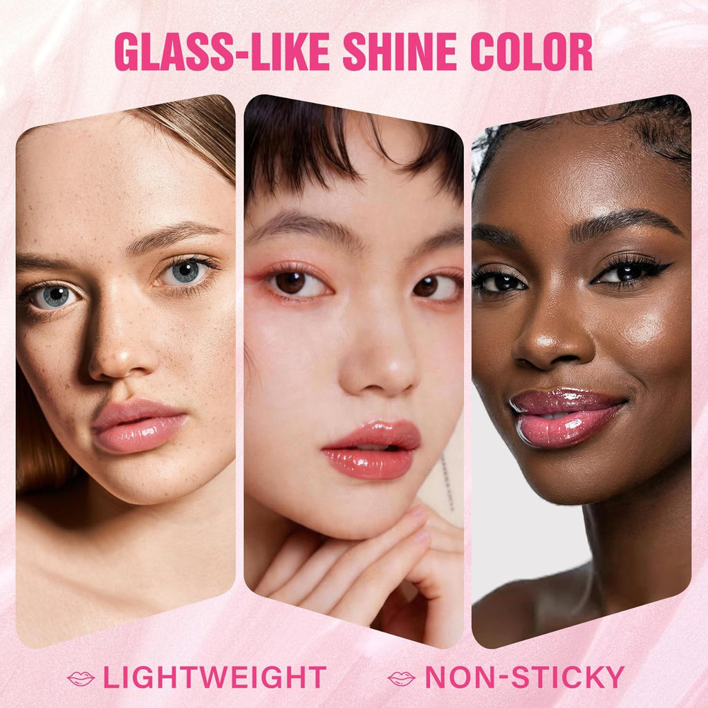 iMethod pH Plumping Lip Gloss - Color Changing Lip Oil with 24H Hydration, High-Shine Long Lasting Lip Tint, Lightweight Non-Sticky, with Lip Gloss Keychain Holder, 055 pH Rose
