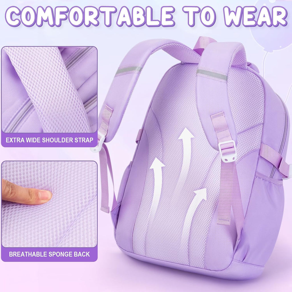 Fimibuke Waterproof Backpacks For School Girls With Lunch Box & Pencil Case | 3Pcs Lightweight Teen Girls Backpack Bookbag, Cute Kids Toddler School Bag For Elementary Middle High School Students Travel