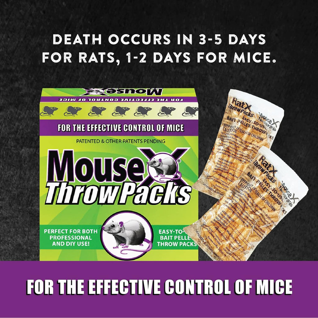 Mousex Rodent Control Bait Pellet Throw Packs For Rats & Mice – Poison Free, Pet Safe | Indoor & Outdoor Use Pellets |6 Throw Packs
