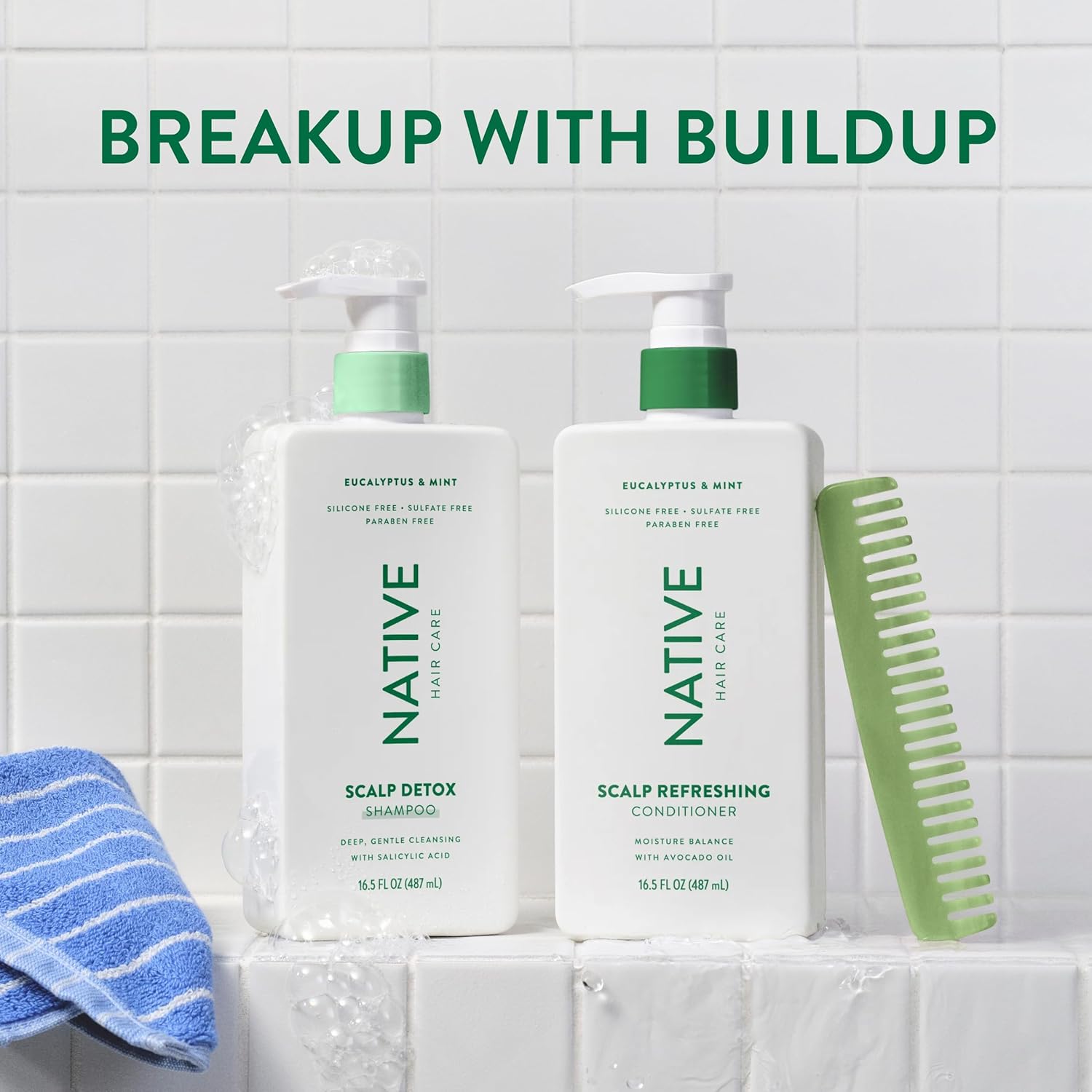 Native Scalp Detox Shampoo and Conditioner, Eucalyptus & Mint, Naturally Derived Ingredients | All Hair Types, Color & Treated, Fine to Dry Damaged, Sulfate & Dye Free - 2-Pack