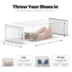 12 Pack Shoe Storage Box, Clear Plastic Stackable Shoe Organizer For Closet, Space Saving Foldable Shoe Rack Sneaker Container Bin Holder