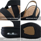 Mysoft Women'S Comfortable Walking Sandals Air Cushion Sport Slingback Elastic Band Platform Shoes