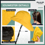 Souwester, Rain Hat - Waterproof Cap with Wide Brim and Earflaps Yellow
