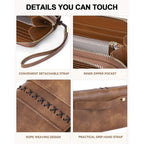 BOSTANTEN Wallets for Women Leather RFID Double Zipper Around Credit Card Holder Large Capacity Wristlet Clutch Wallet