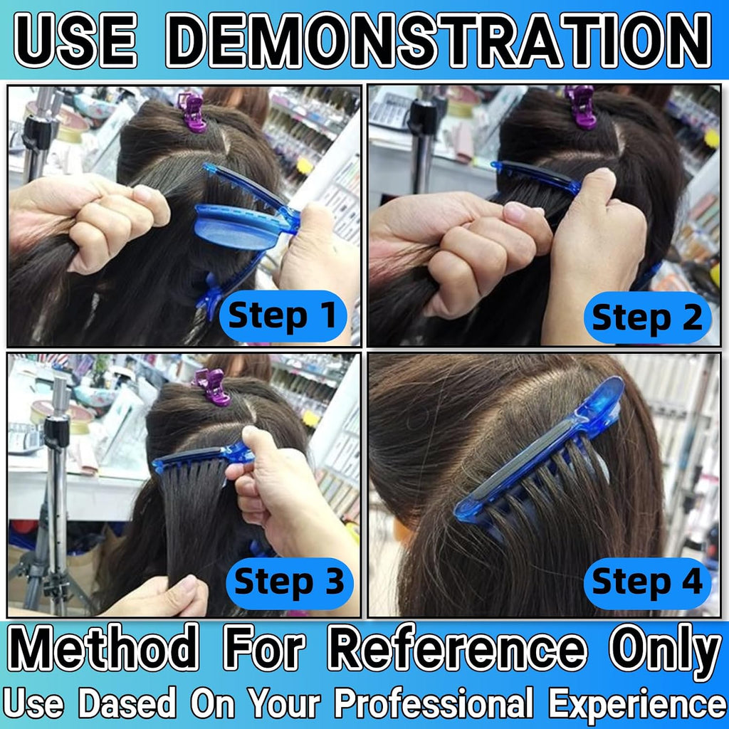 Heat Insulation Sectioning Clips, 2Pcs Blue Hair Styling Clips - Wig & Extension Separator Tools 7-Tooth Design (9.5X4.5Cm/3.7X1.7In) For Highlighting, Dyeing, Salon & Home Use