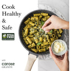 CAROTE 12 Inch Nonstick Deep Frying Pan with Lid, 5.5 Qt Jumbo Cooker Saute Pan with Pour Spout, Skillet Induction Cookware, Non Stick Cooking Pan PFOA Free, Classic Granite