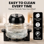 Granitestone 16 Qt Large Glass Air Fryer Non Toxic, Black | Pfoa/Ptfe/Bpa Free, Large Family Sized Airfryer Cooker With 3 Cooking Sections, No Preheat, Self Cleaning, Dishwasher Safe