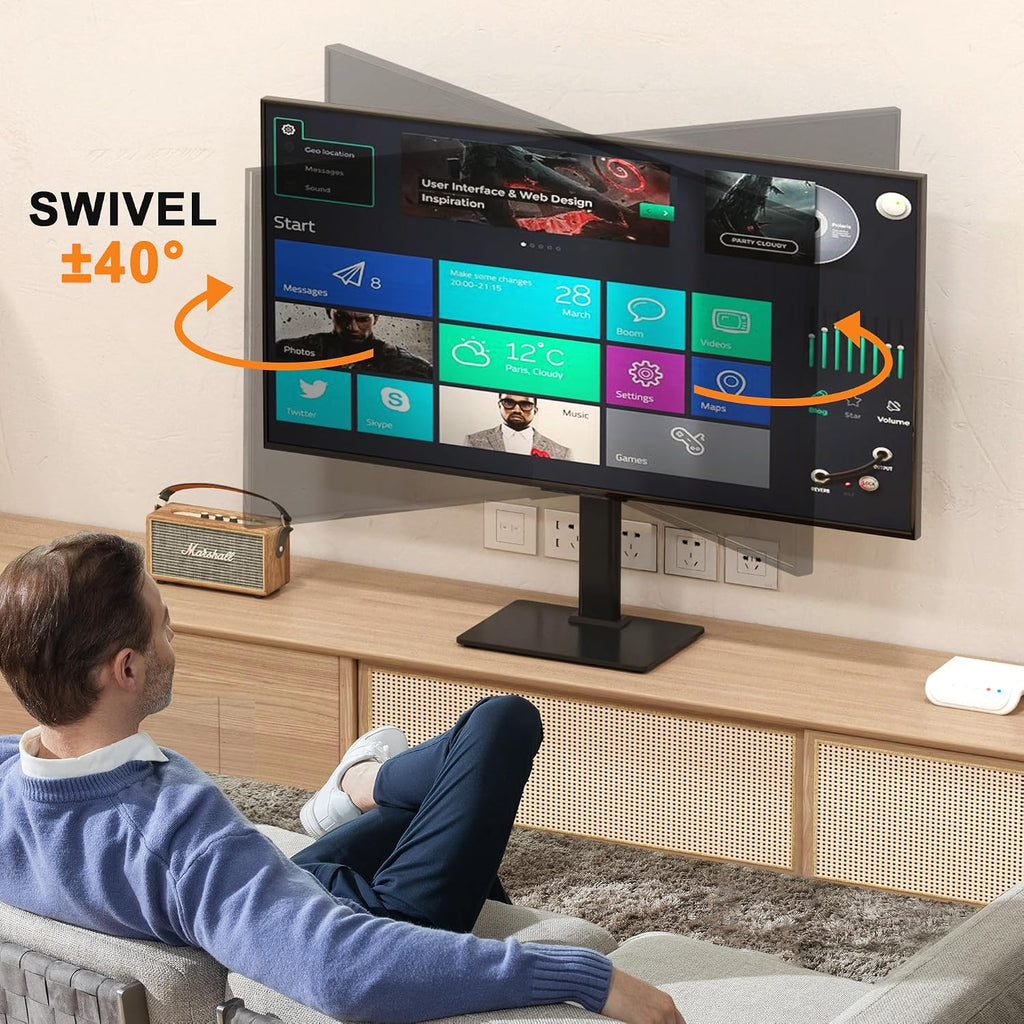 Universal Swivel Tv Stand Base Table Top Tv Stand For 17-43 Inch Tvs Height Adjustable Monitor Mount Stand, Holds Up To 88Lbs, Max Vesa 200X200Mm, Ts205