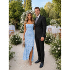 Boriflors Women'S Elegant Ruched Floral Maxi Dress Mesh Mermaid Ruffle Wedding Guest Cocktail Long Formal Dresses
