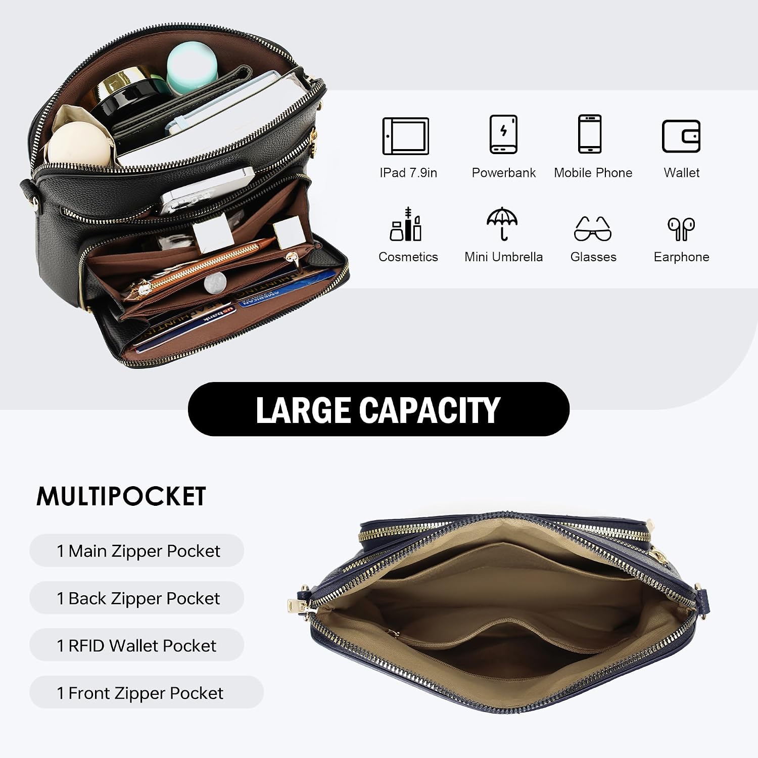 Crossbody Purses For Women Small Crossbody Bags For Women With Built In Rfid Wallet