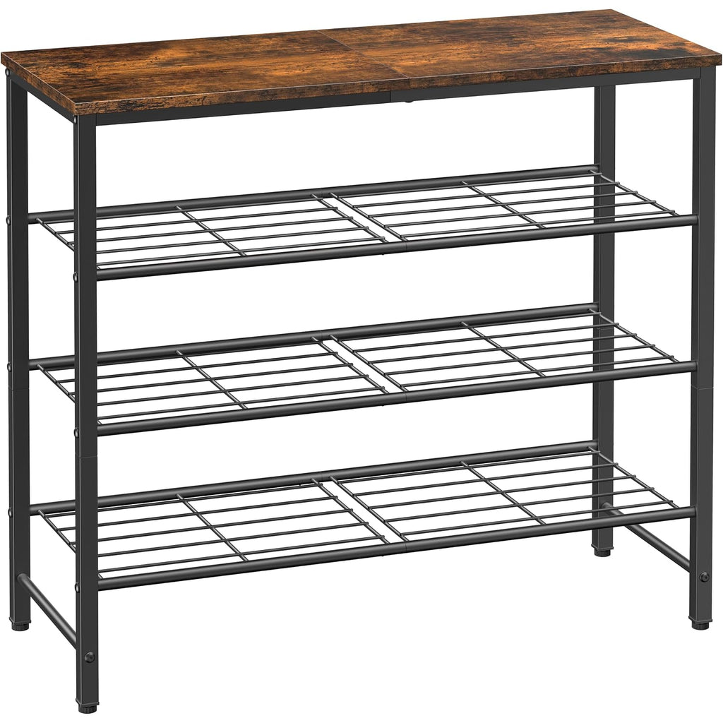 Kitsure Shoe Rack For Closet, Rustic Brown Shoe Organizer With Leveling Feet, Sturdy & Rust-Proof Shoe Storage For Entryway, Bedroom, Living Room, 29.5" X 11.4" X 24.8", Brown