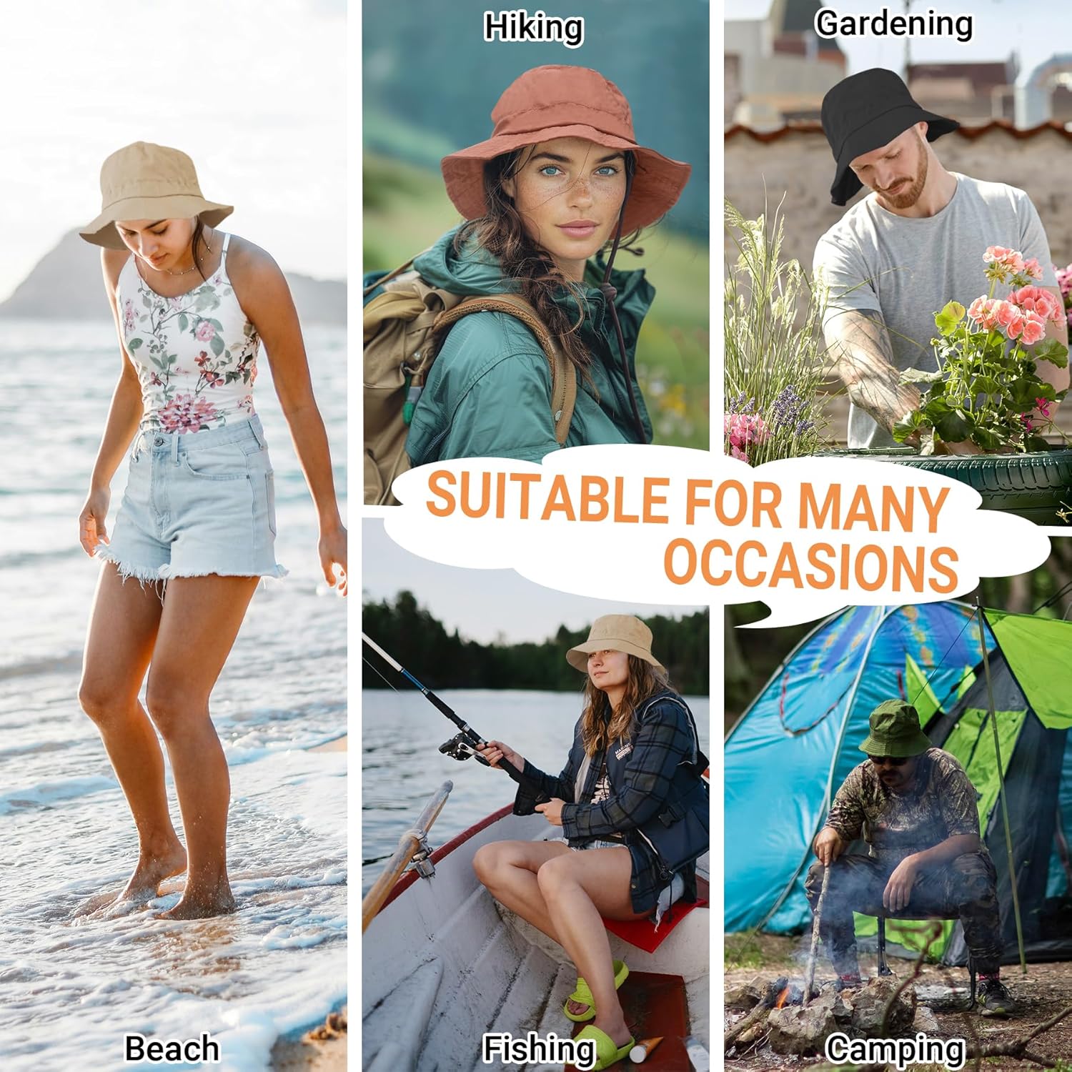 NPQQUAN Waterproof Quick Dry Bucket Hats for Woman Men Packable Foldable Rain Sun Hat Lightweight Hiking Hat
