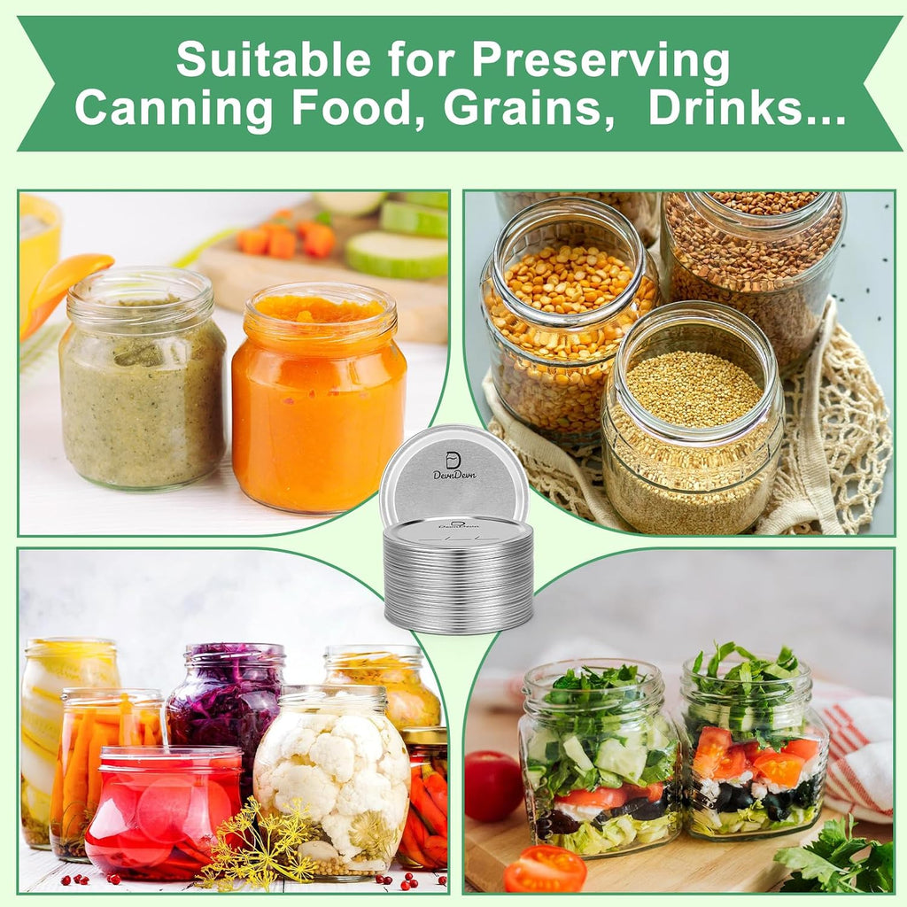 52 Pcs Canning Lids, Regular & Wide Mouth Mason Jar Lids Set, Canning Jar Lids For Ball & Kerr, Redefining Leak-Proof With Perfect Airtight Seal, Compatible With Electric Vacuum Sealers