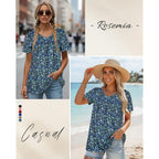 T Shirts for Women Short Sleeve Tops Casual Pleated Front Blouses V Neck Summer Tees 2026